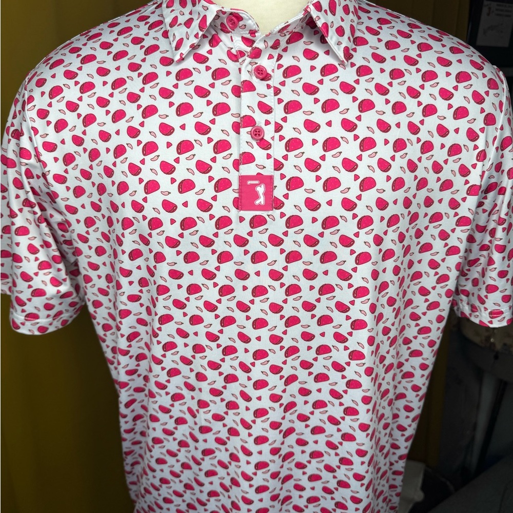Vibrant Pink Patterned Men's Polo Shirt